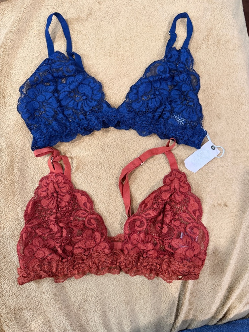 Lace Bralette — Blue & Rust Floral Lace Bralettes